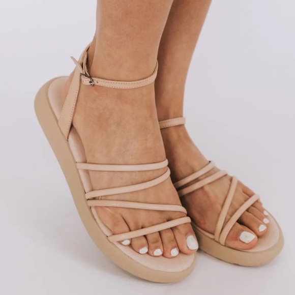 NWB Free People Vivienne Leather Strappy Platform Sandal Coral Sand Size 38 - Picture 7 of 10